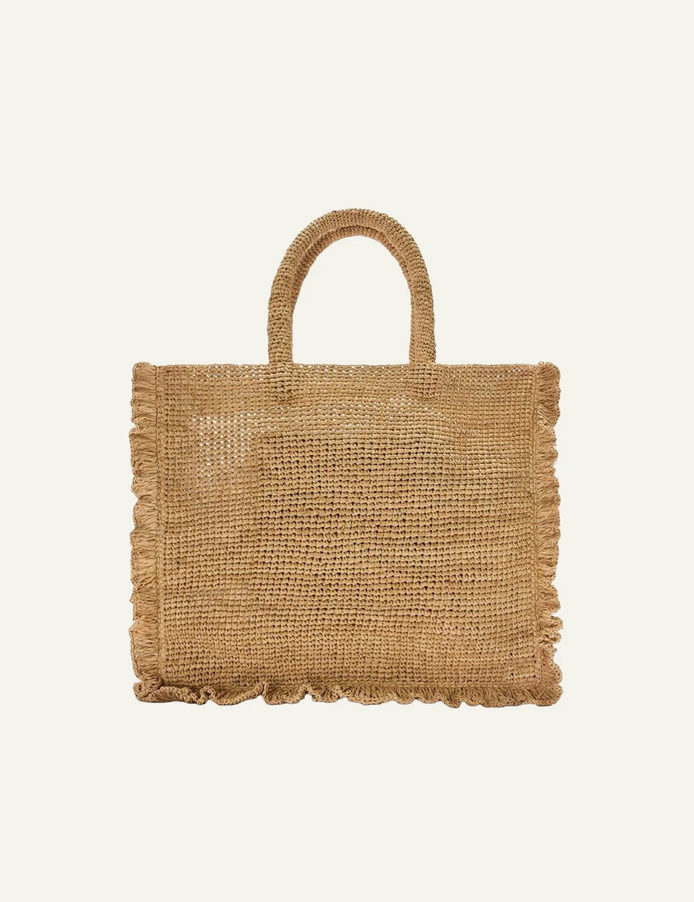 MC2 St Barth raffia tote bag natural logo embroidery tassel back view