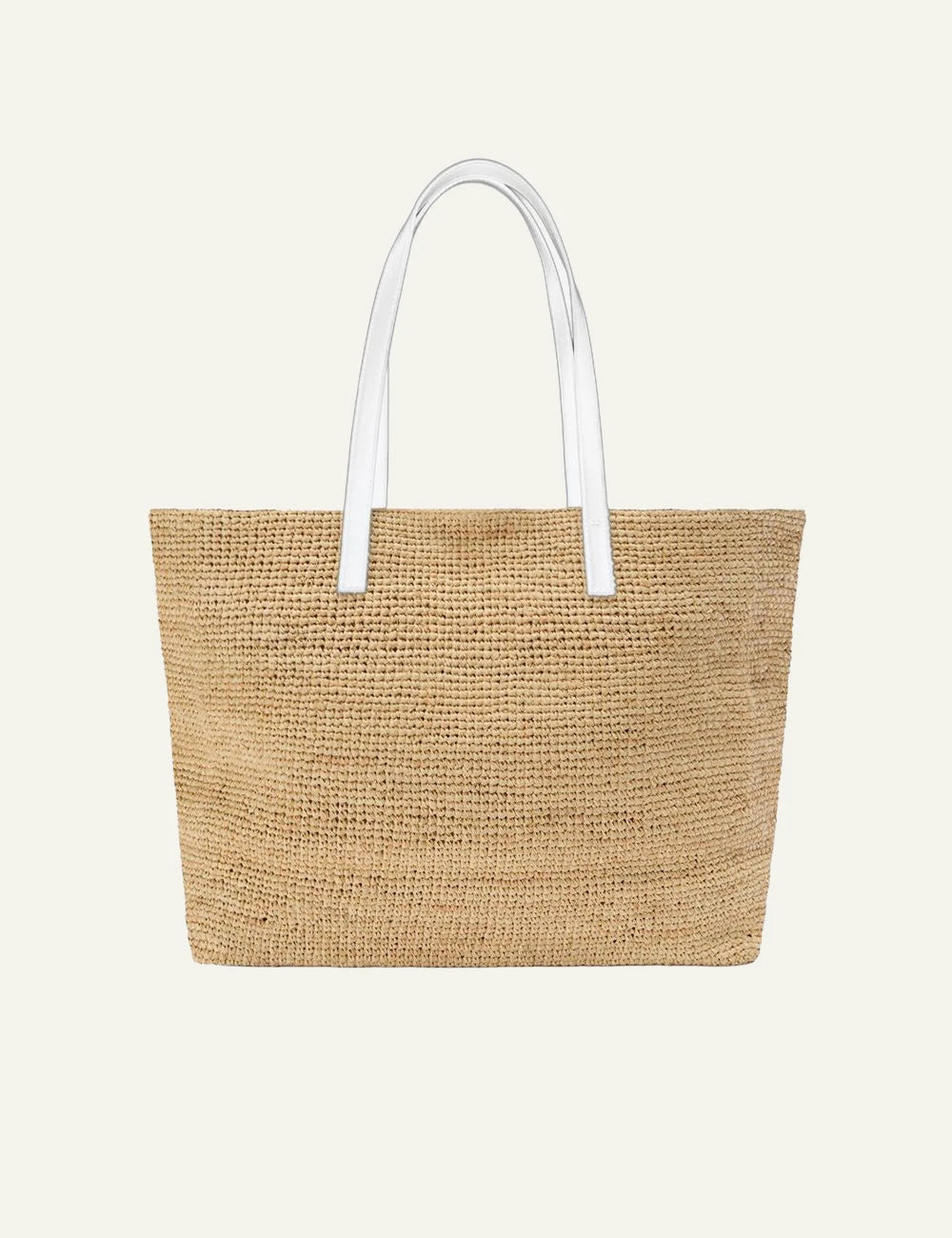 MC2 St Barth raffia tote bag natural white handles logo back view