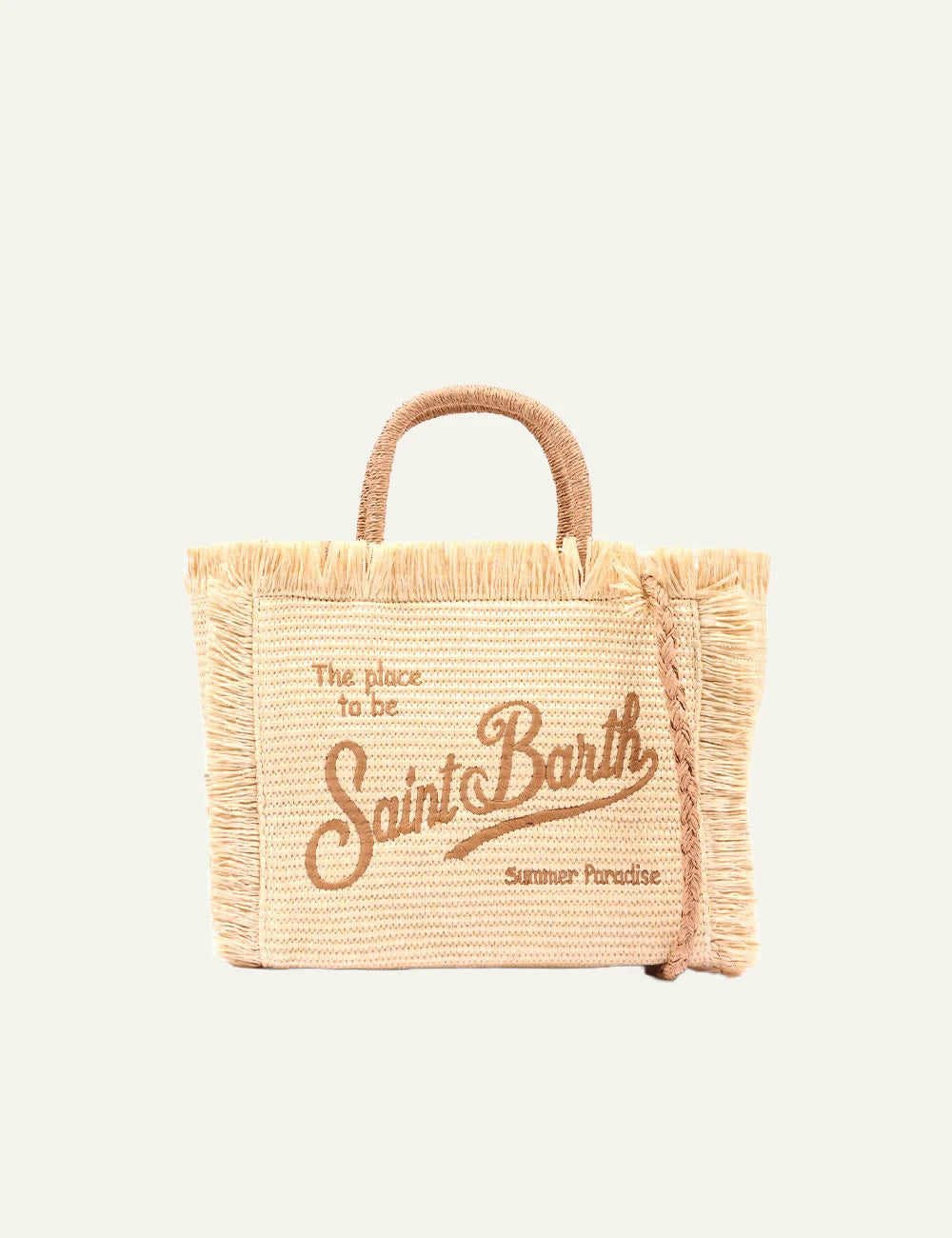 MC2 St Barth tote bag raffia beige logo saint barth front view