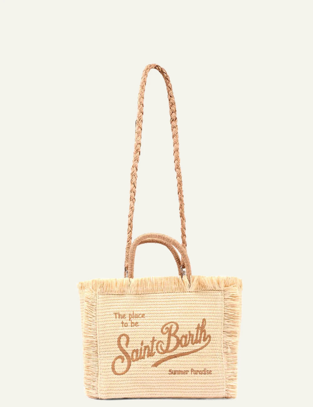 MC2 St Barth tote bag raffia beige logo saint barth front detail view