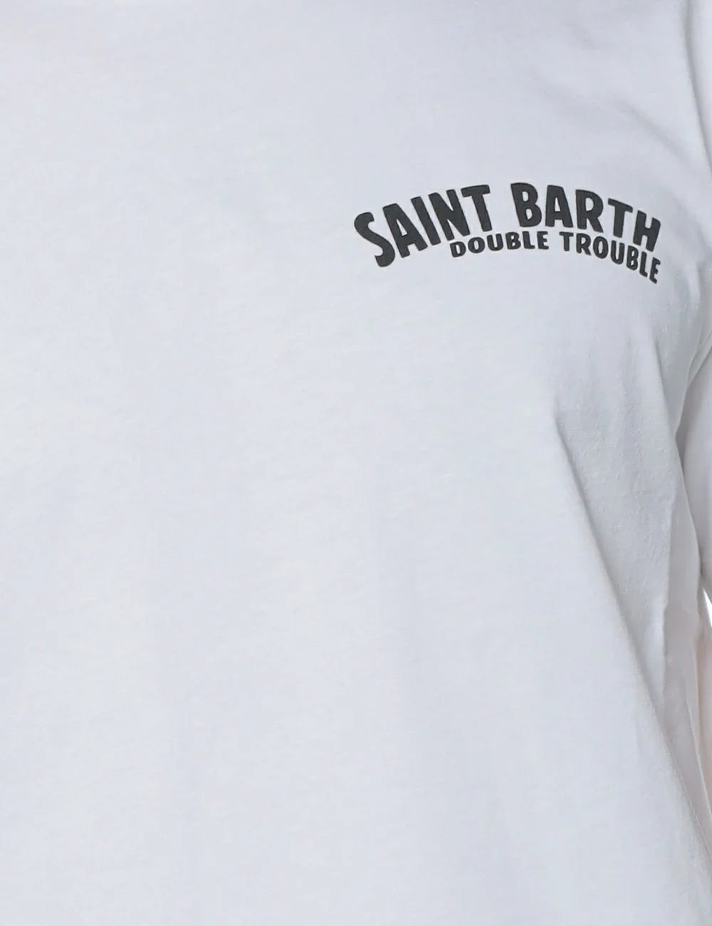 MC2 St Barth t-shirt white saint barth logo chest front detail model view