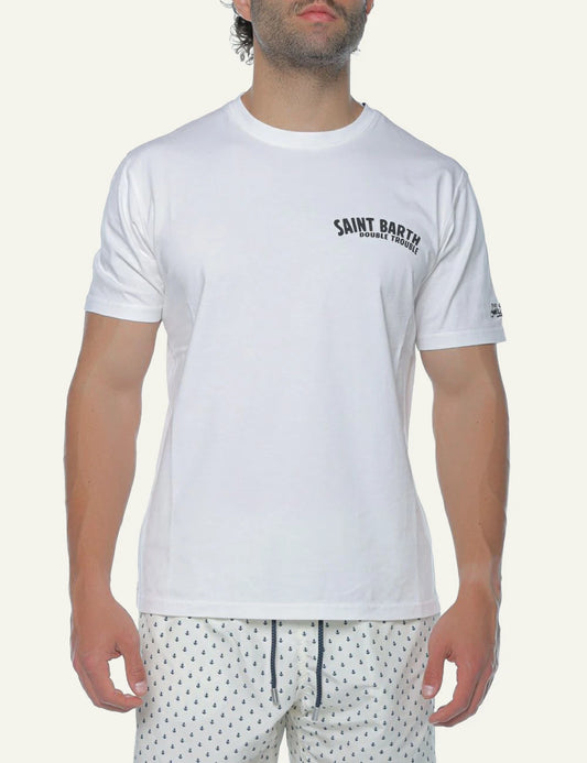 MC2 St Barth t-shirt white saint barth logo chest front model view