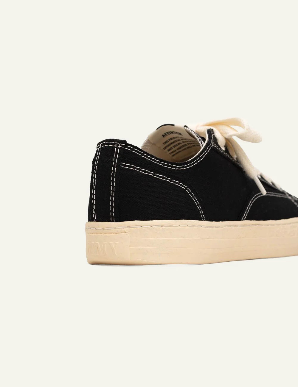 Mihara Yasuhiro General Scale Roy PAST sneaker black, back heel detail με stitched canvas