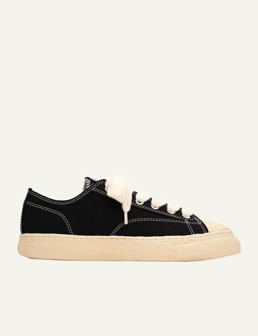 Maison Mihara Yasuhiro General Scale Roy PAST canvas sneaker black, side view με vintage worn sole