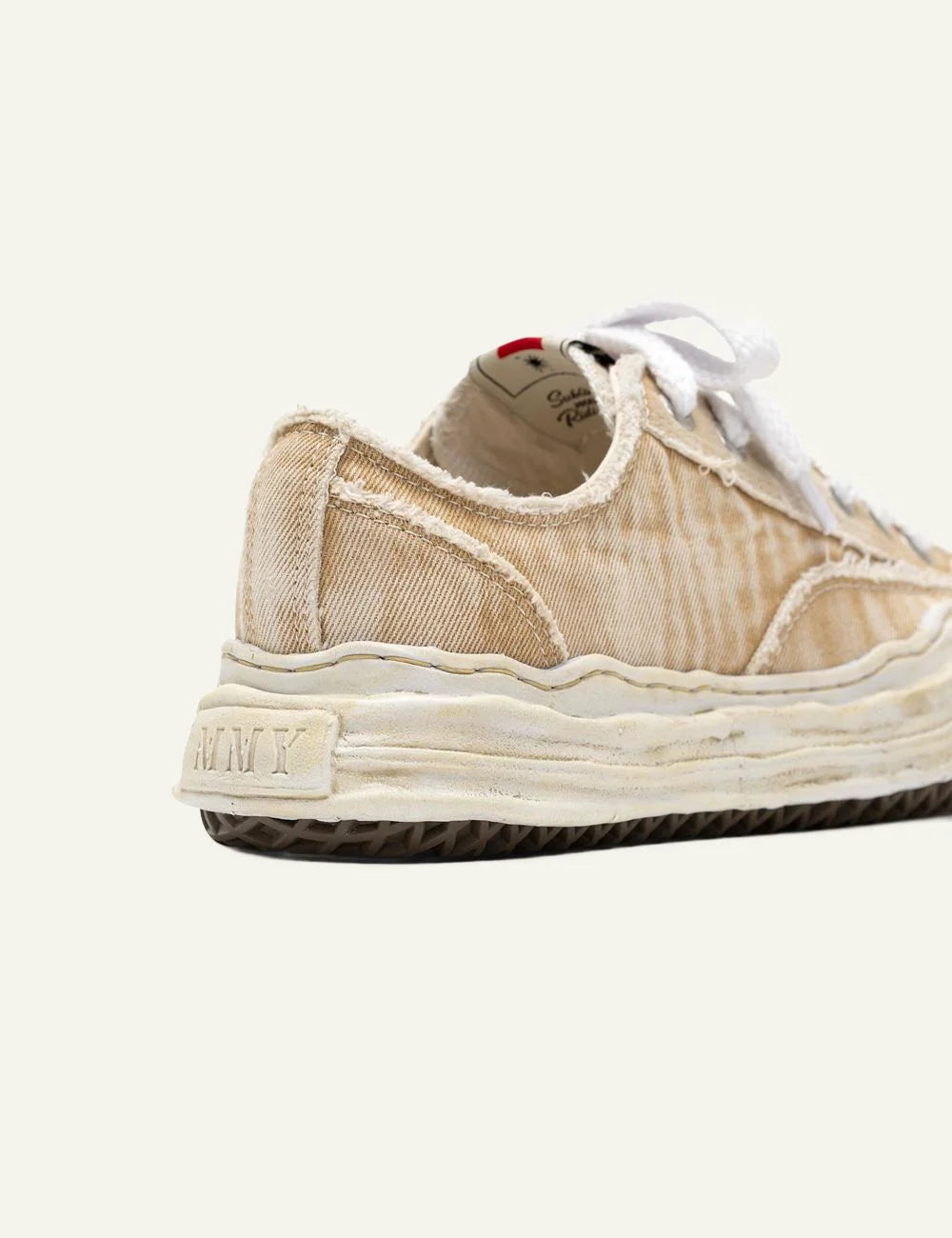 Maison Mihara Yasuhiro Hank sneaker πίσω όψη, denim canvas με vintage distressed effect
