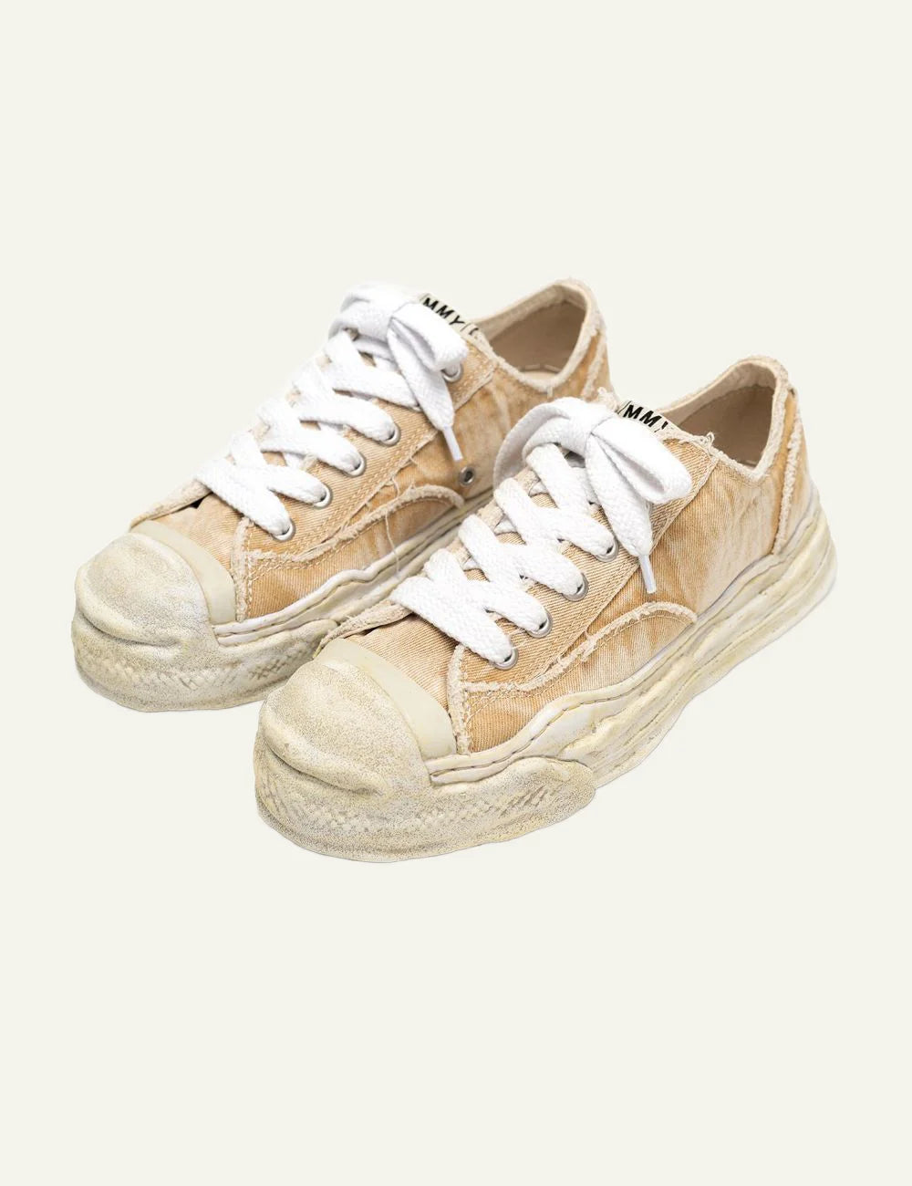 Maison Mihara Yasuhiro Hank bleach wash denim sneakers, pair view με OG oversized sole