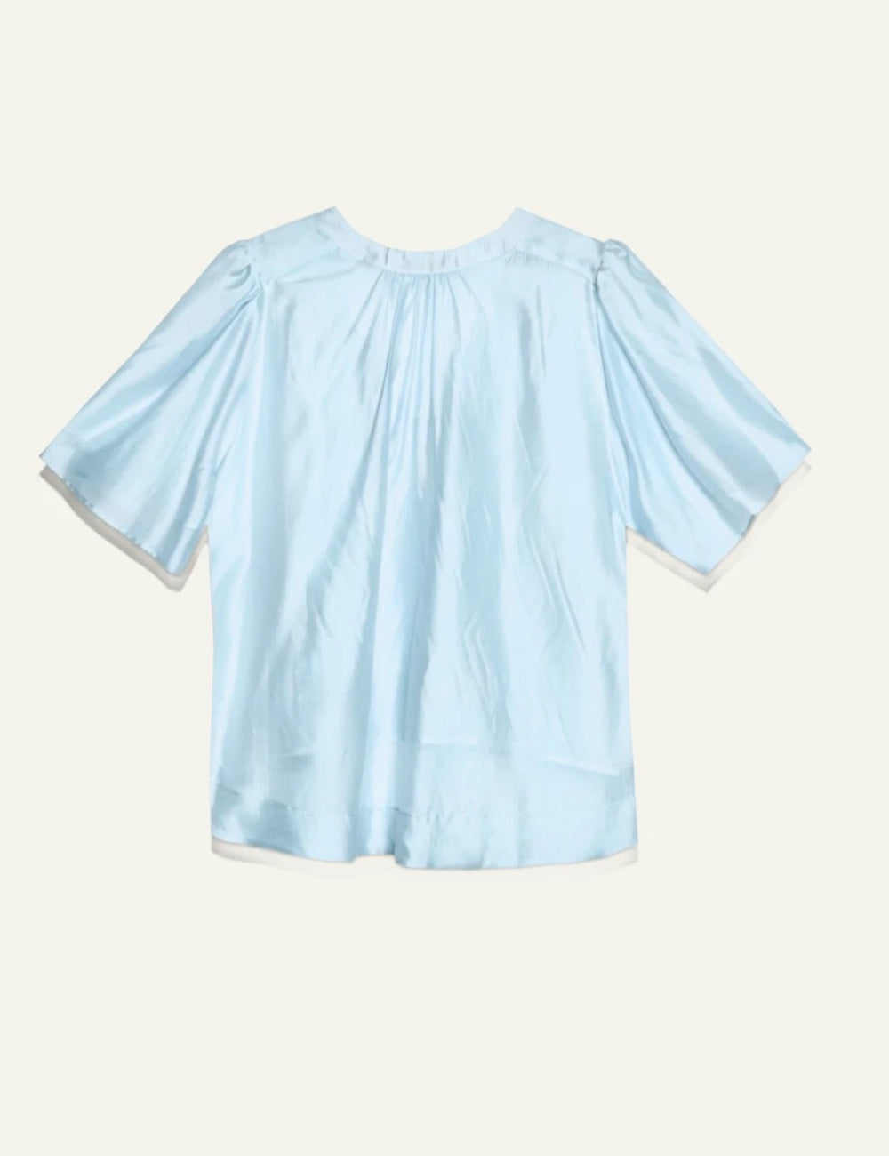 Milla blouse baby blue pleated short sleeve loose fit back