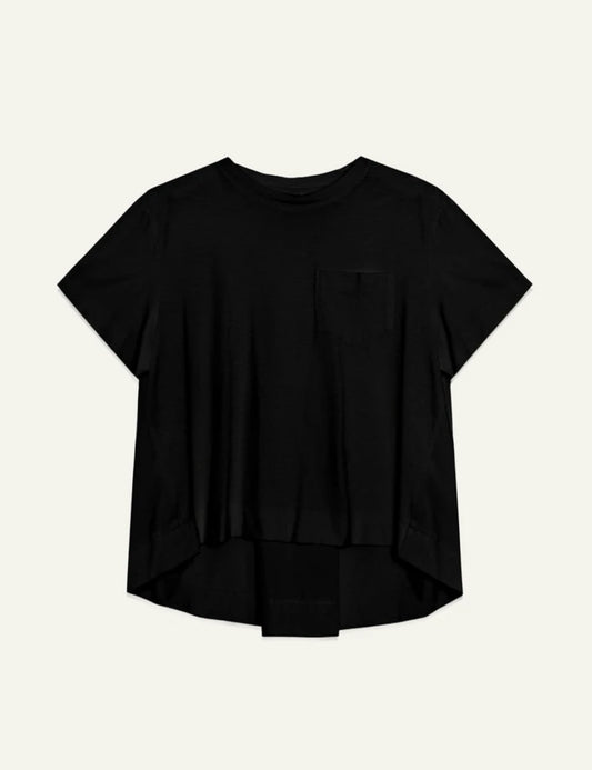 Milla blouse black short sleeve pocket front view