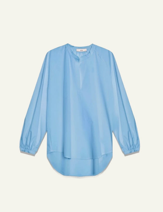 Milla blouse ciel loose fit long sleeve buttons front