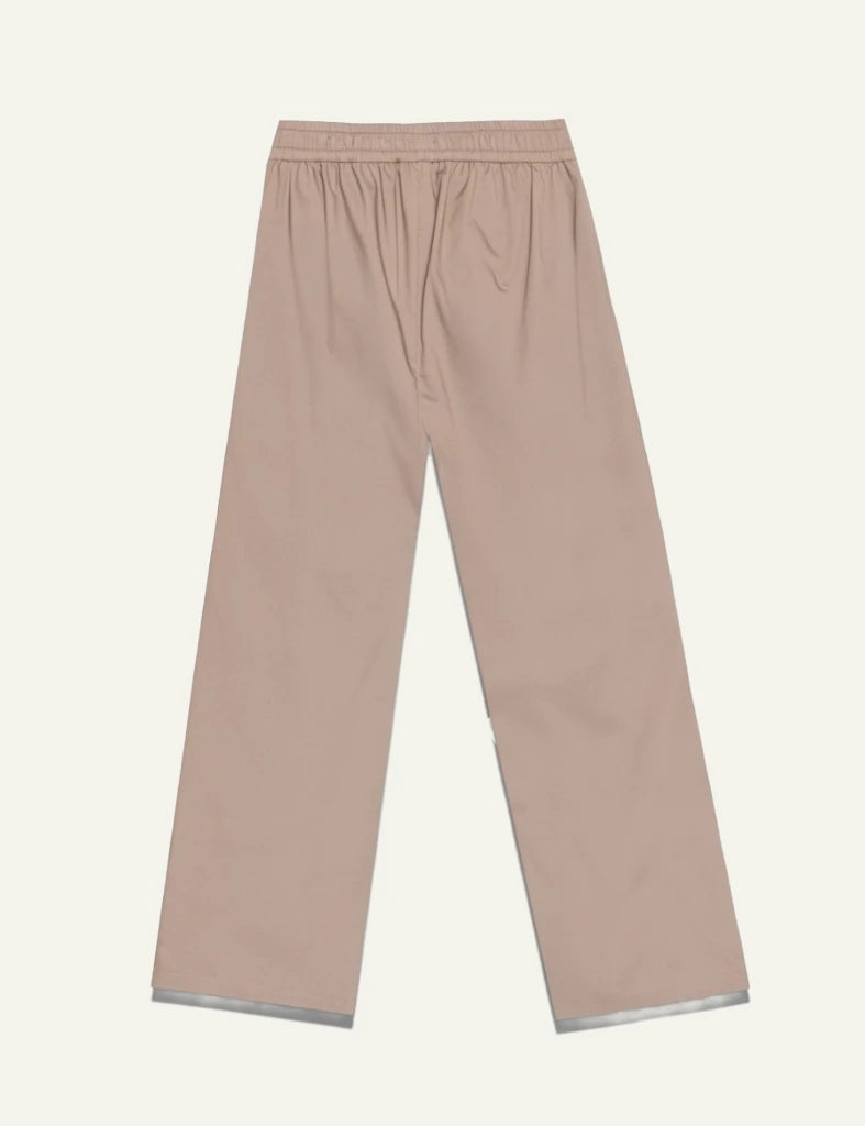 Milla pants beige cropped elastic waist drawstring back