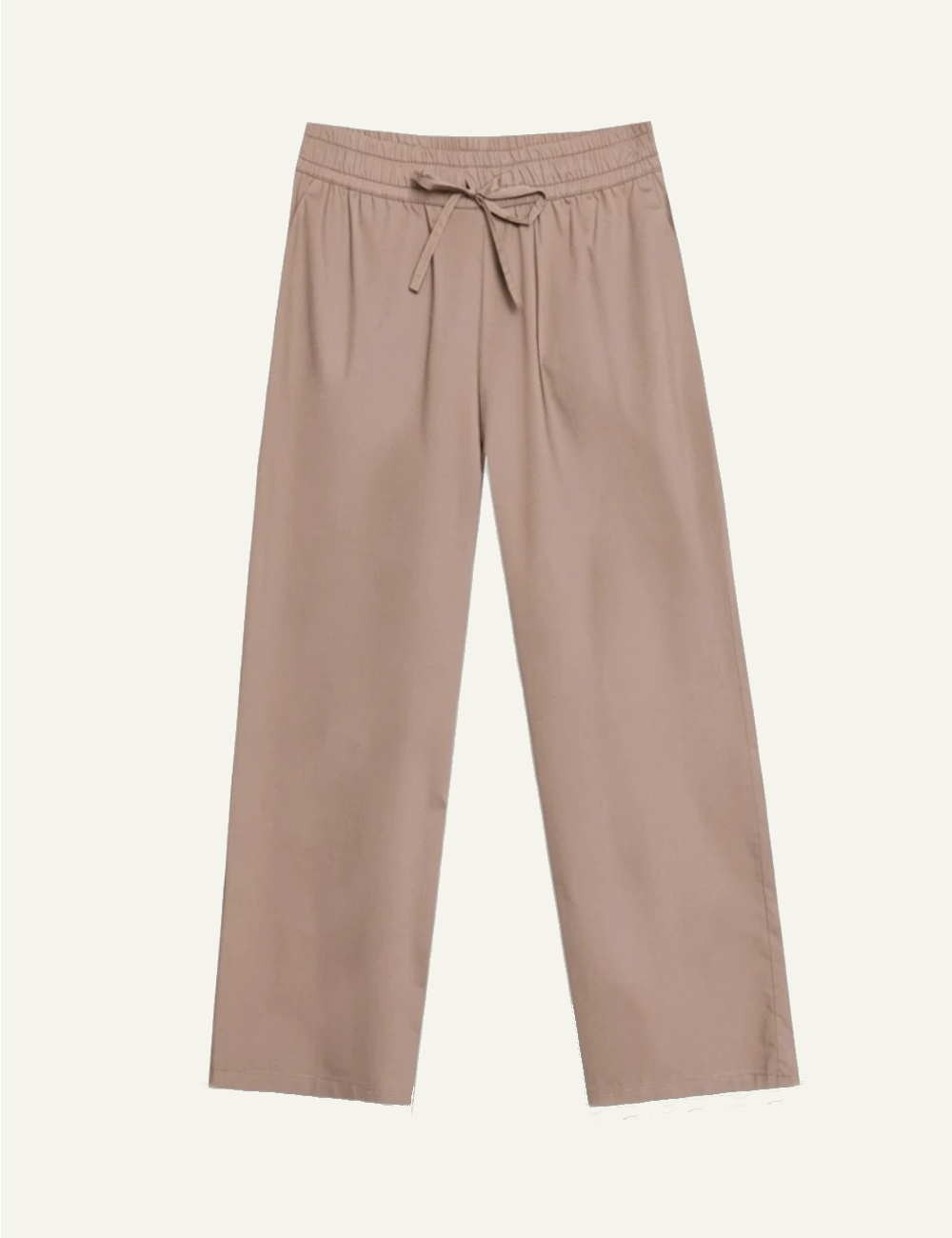 Milla pants beige cropped elastic waist drawstring front