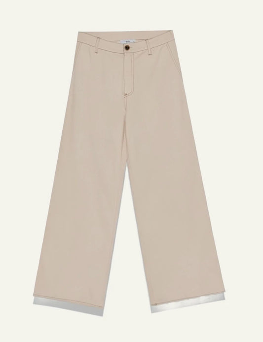 Milla pants loose fit beige pockets wide leg front