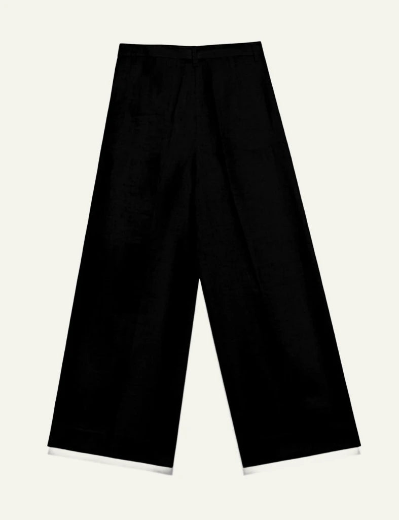 Milla pants black wide leg flared cuff back