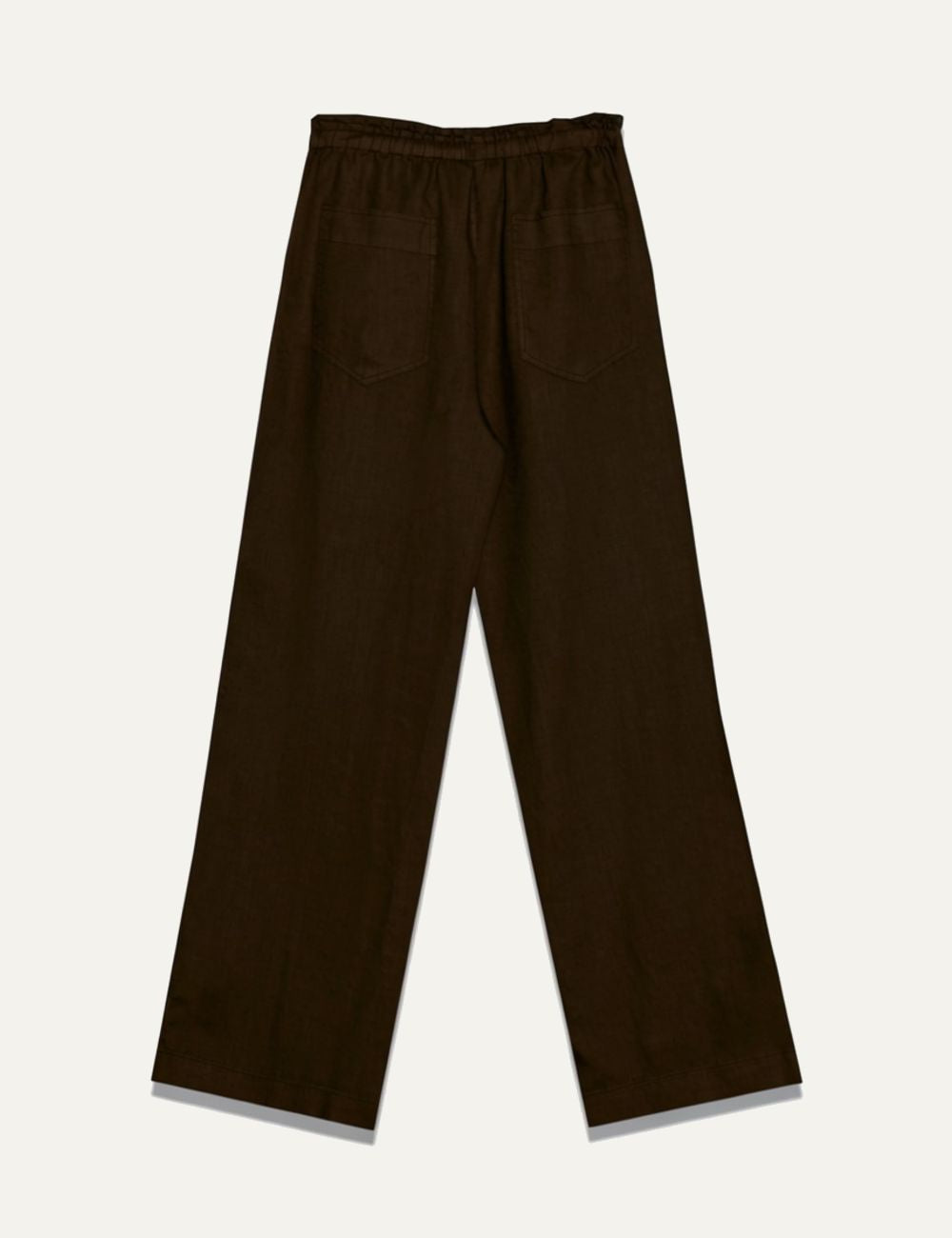 Milla pants brown elastic waistband loose fit back pockets back