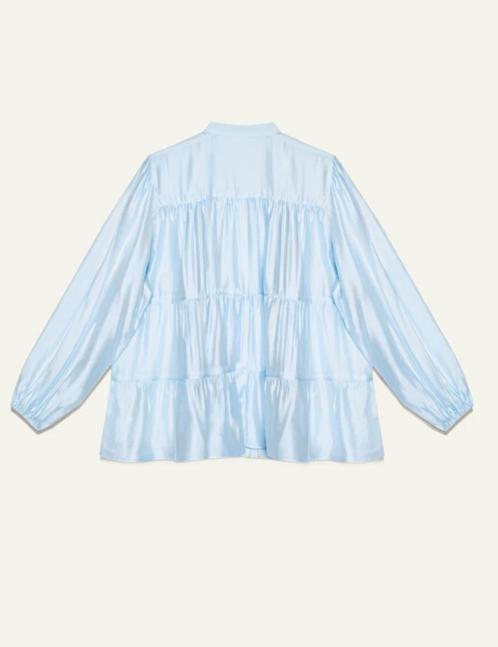 Milla shirt baby blue ruffles long sleeve button back