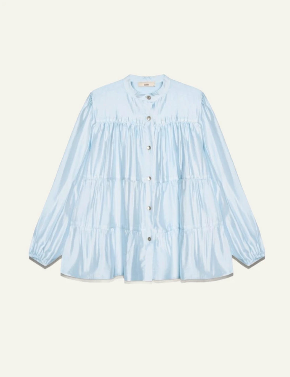 Milla shirt baby blue ruffles long sleeve button front