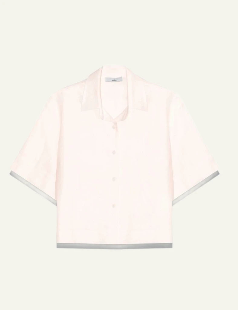 Milla shirt s s ecru cropped short sleeve front
