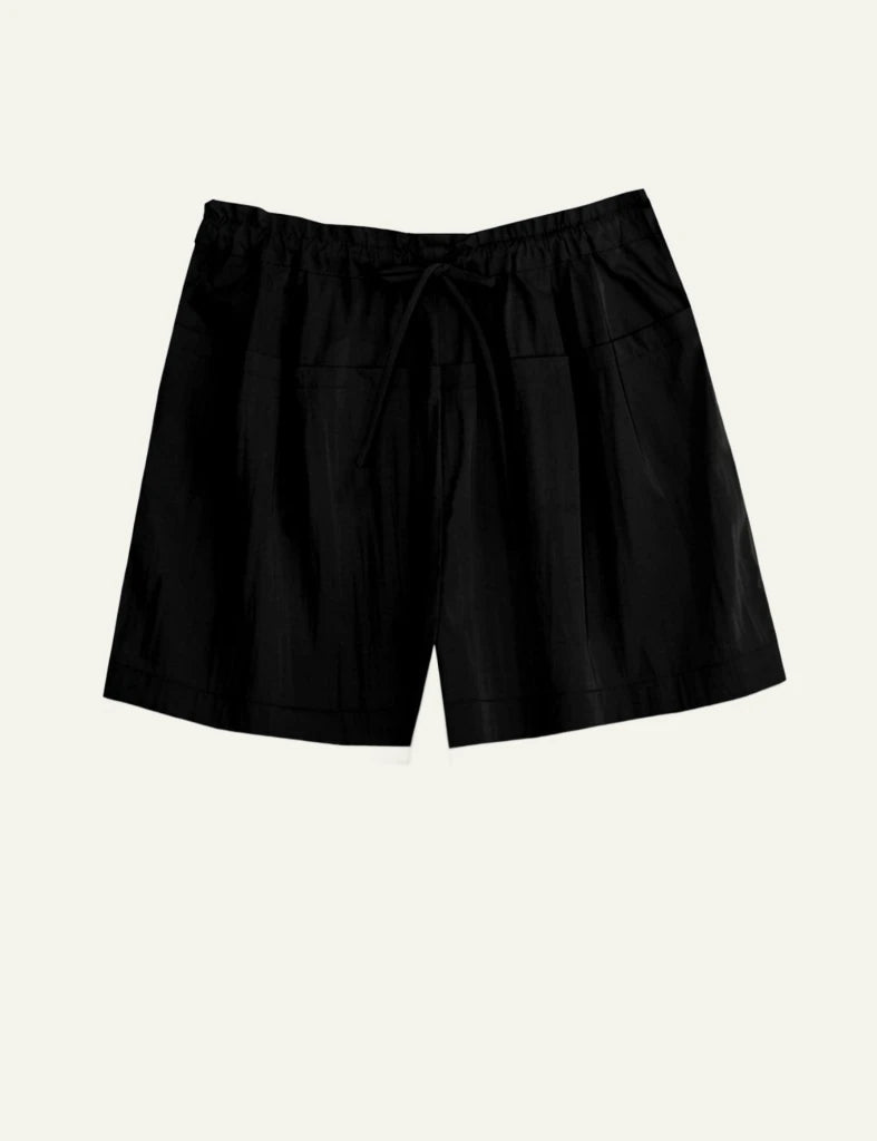 Milla shorts paperbag black drawstring elastic waist relaxed back