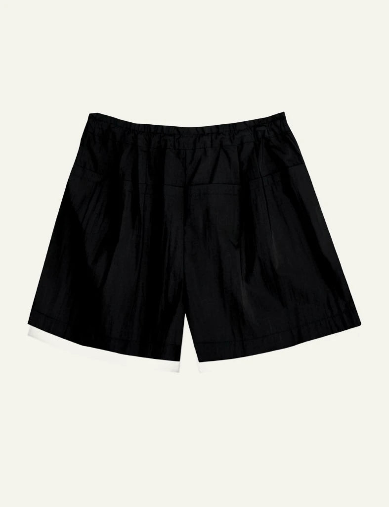 Milla shorts paperbag black drawstring elastic waist relaxed front
