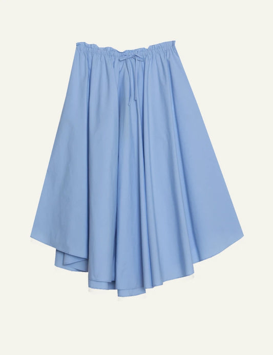 Milla skirt blue maxi flowy drawstring waist front