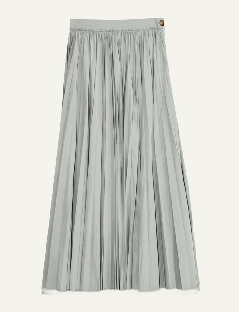 Milla skirt plisse silver high waist midi flowy front