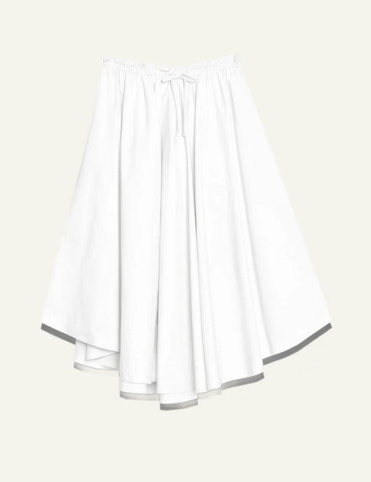 Milla skirt white maxi flowy drawstring waist front