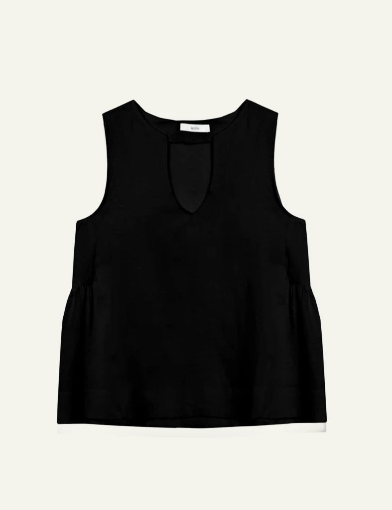 Milla top sleeveless black loose fit front