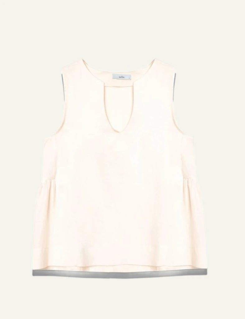 Milla top sleeveless ecru loose fit front