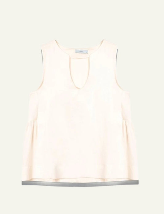 Milla top sleeveless ecru loose fit front