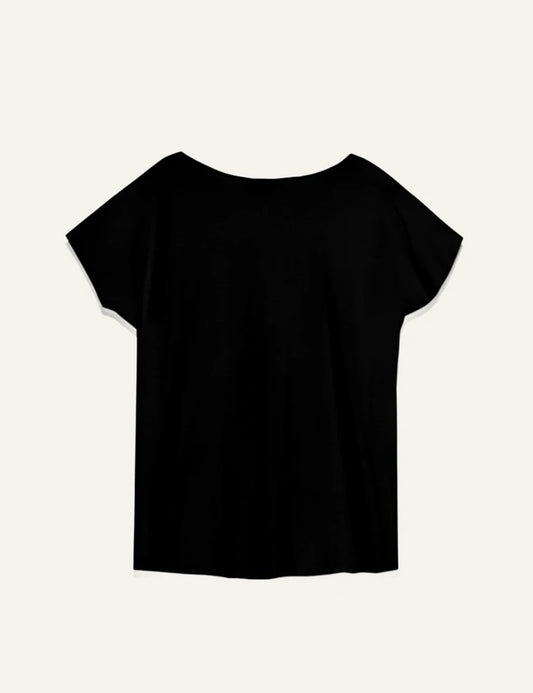 Milla oversized black cotton long sleeve top front view