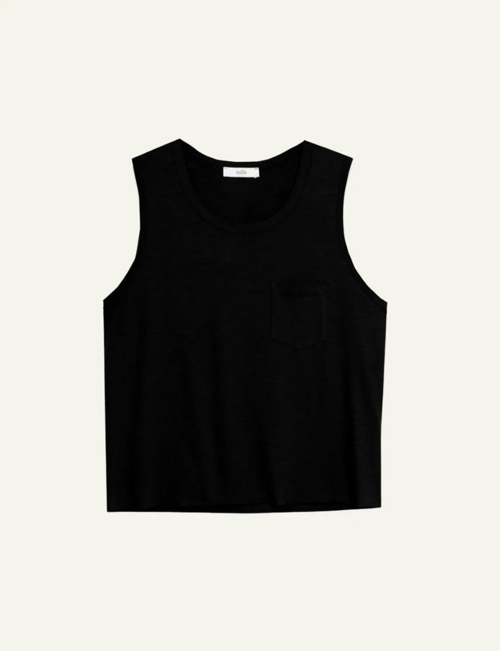 Milla t shirt sleeveless black pocket front view
