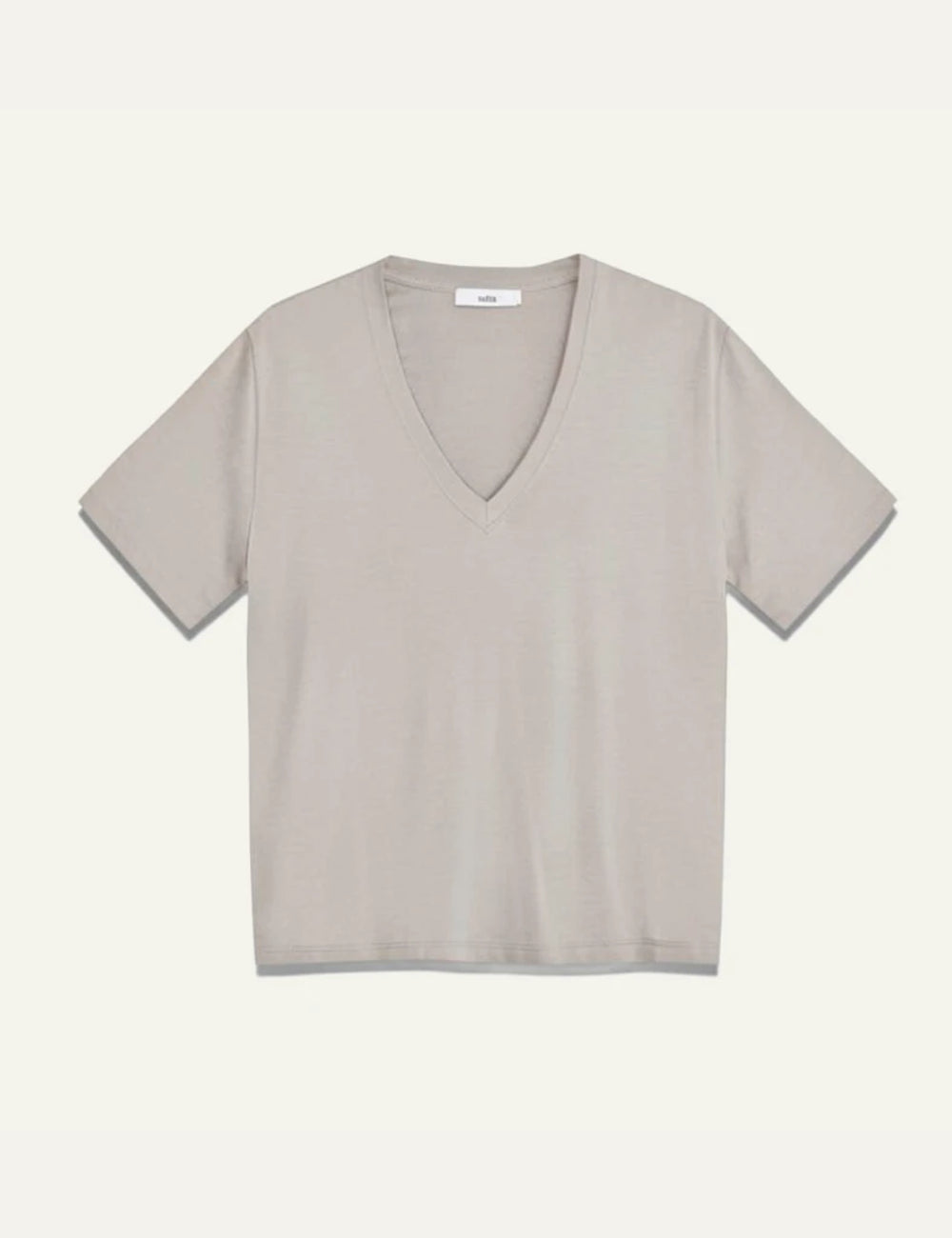 Milla t shirt light grey v neck short sleeve front