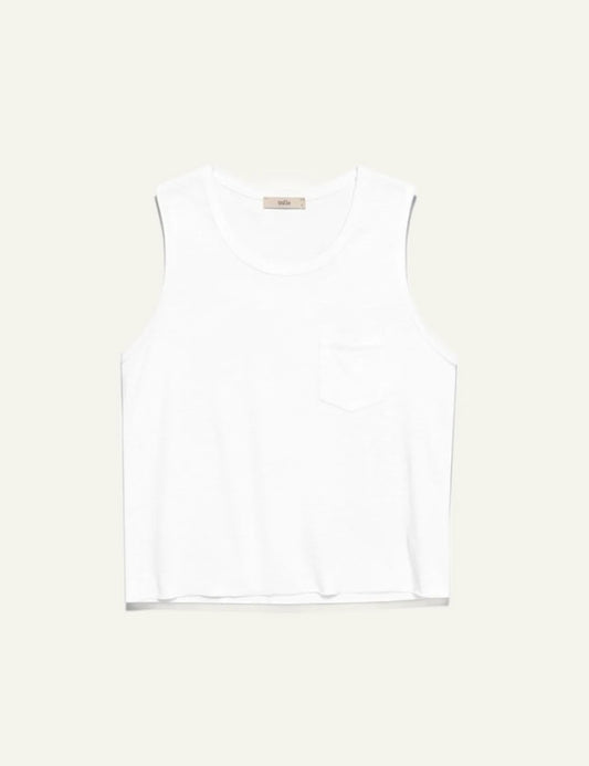 Milla t shirt sleeveless white pocket front view