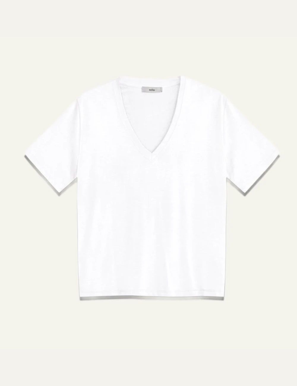 Milla t shirt white v neck short sleeve front