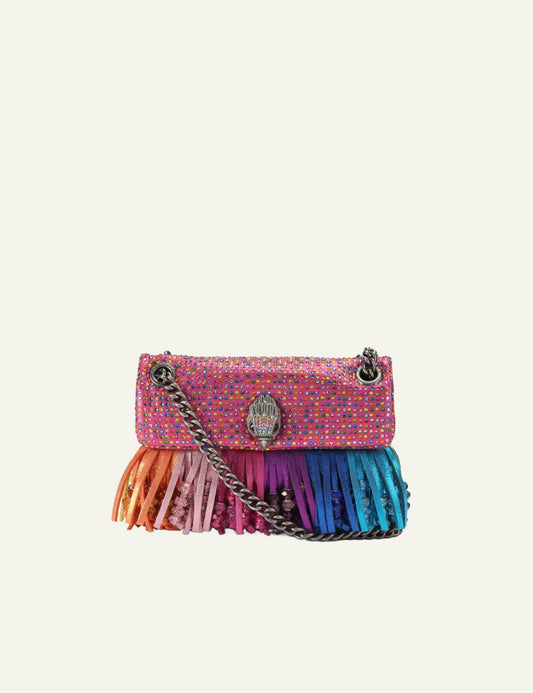 Kurt Geiger mini kensington bag multicolor crystal fringe tassel eagle front