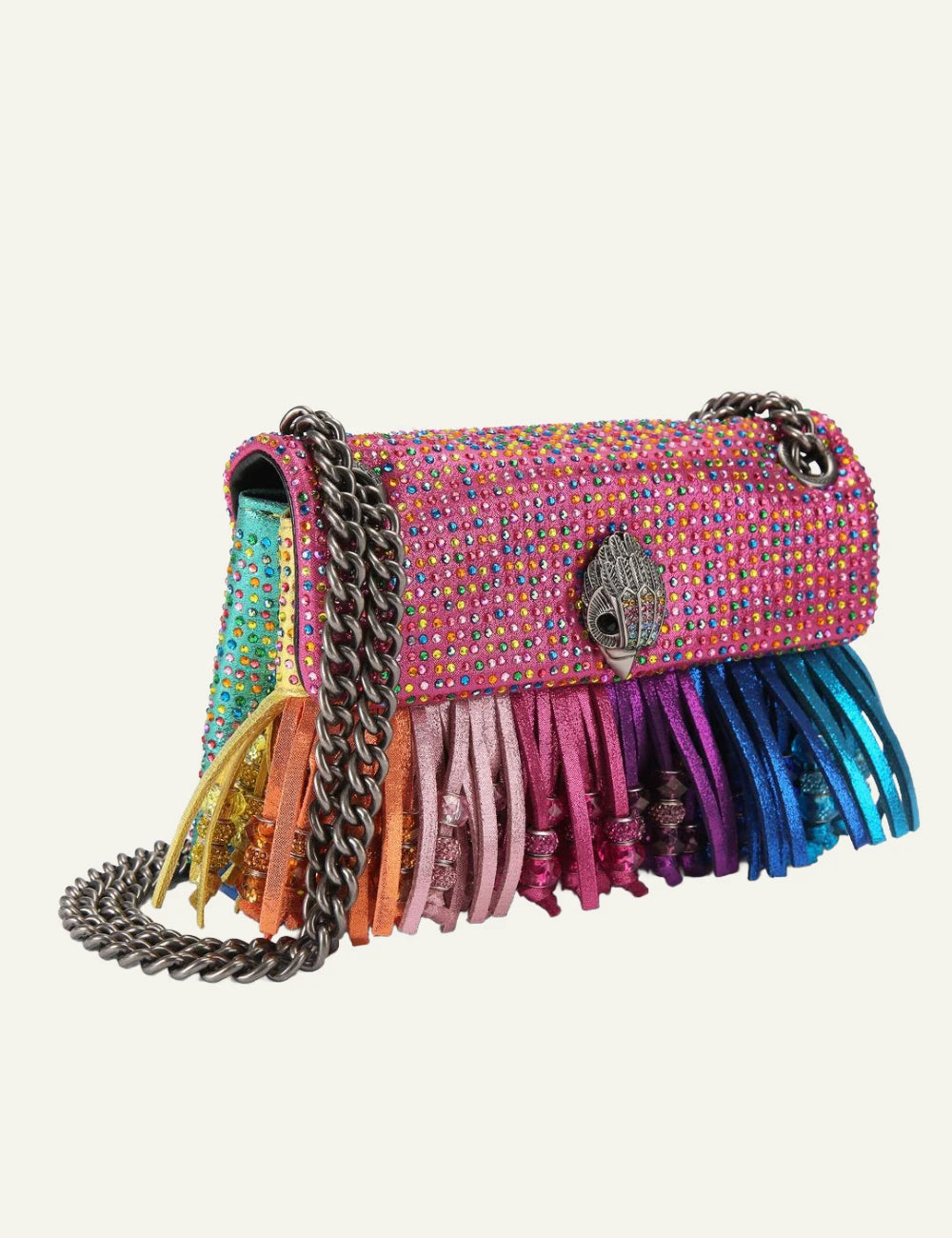 Kurt Geiger mini kensington bag multicolor crystal fringe tassel eagle side