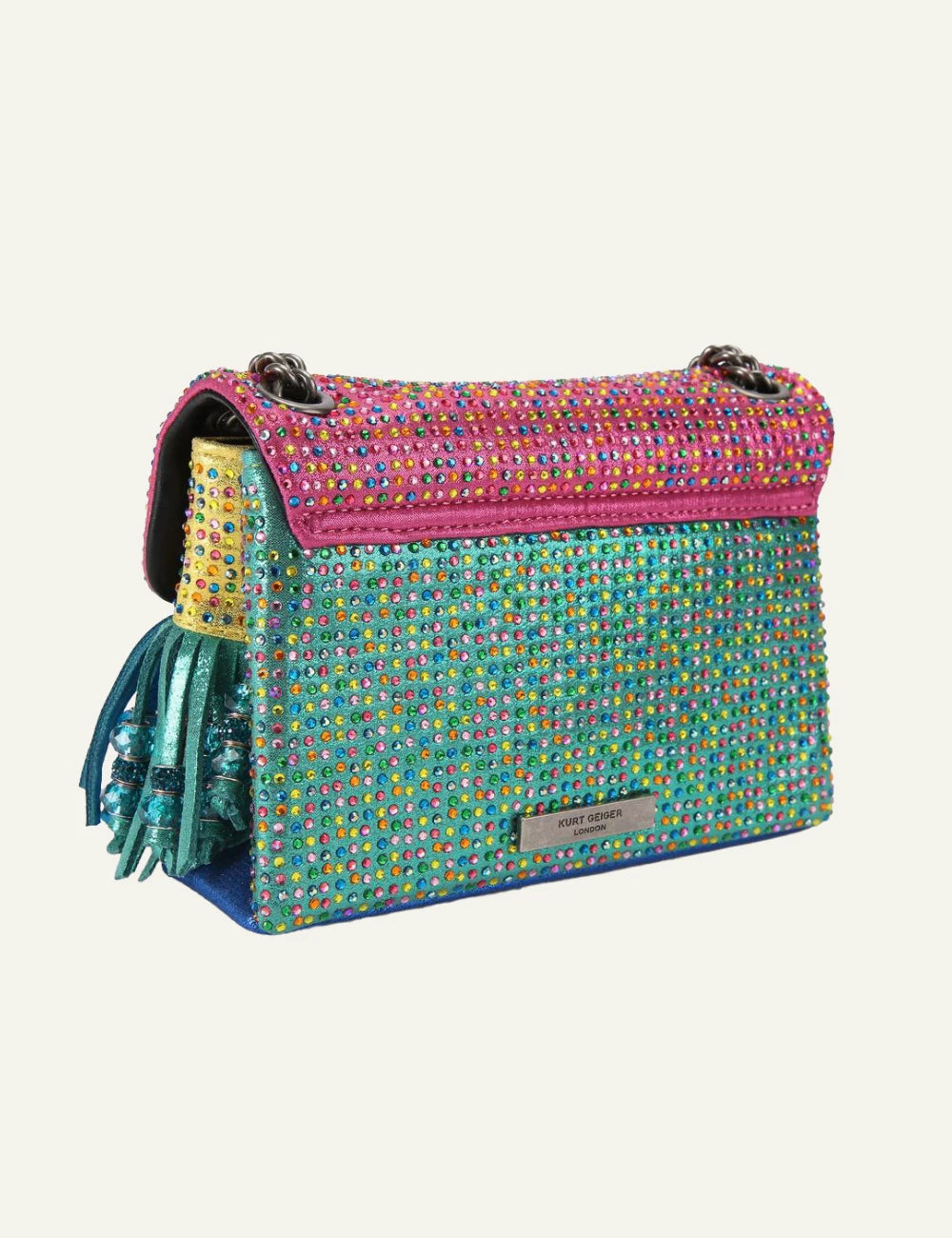 Kurt Geiger mini kensington bag multicolor crystal fringe tassel eagle back