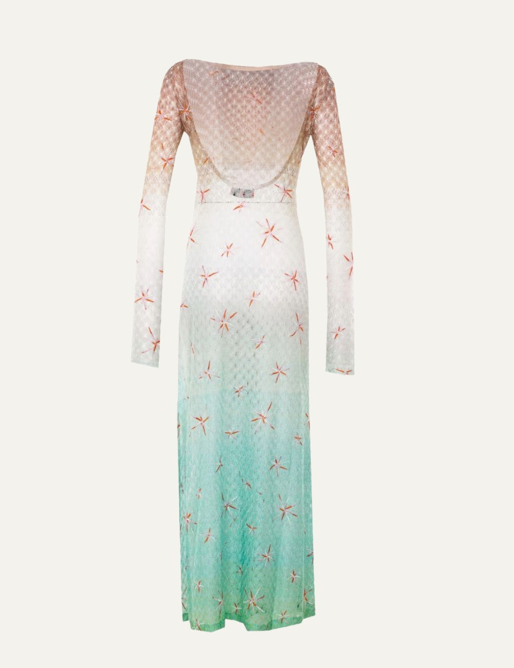 missoni beach cover up dress long sleeve lace lamé gradient back flat view
