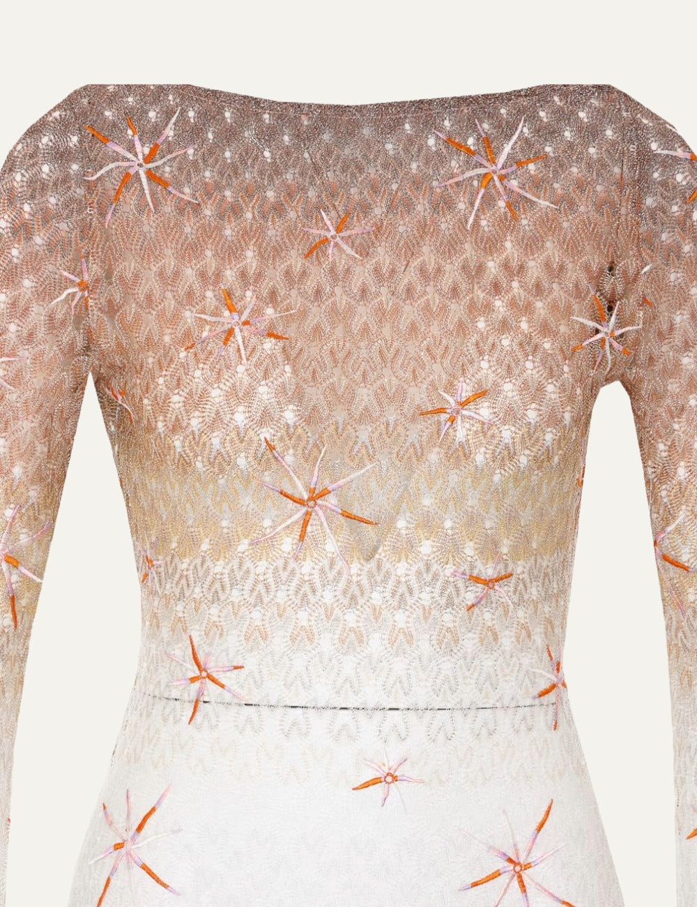 missoni beach cover up dress long sleeve lace lamé gradient front flat detail view