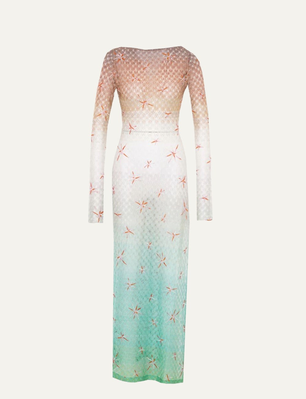 missoni beach cover up dress long sleeve lace lamé gradient front flat view