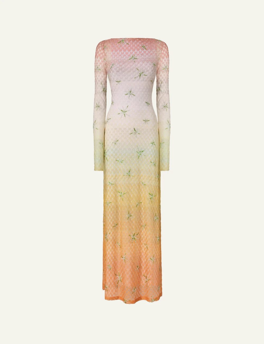 missoni beach cover up dress long sleeve lace lamé gradient front flat view