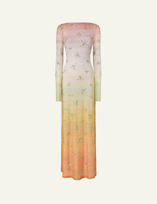 missoni beach cover up dress long sleeve lace lamé gradient front flat view