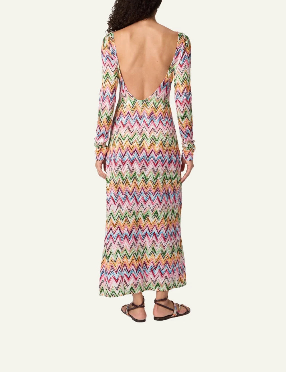 missoni beach dress zigzag mesh multicolor long sleeve back view