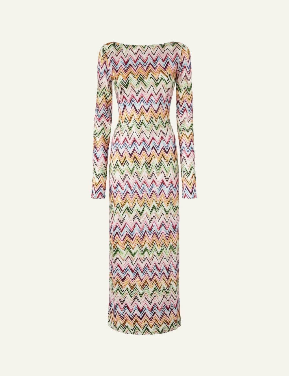 missoni beach dress zigzag mesh multicolor long sleeve front flat view
