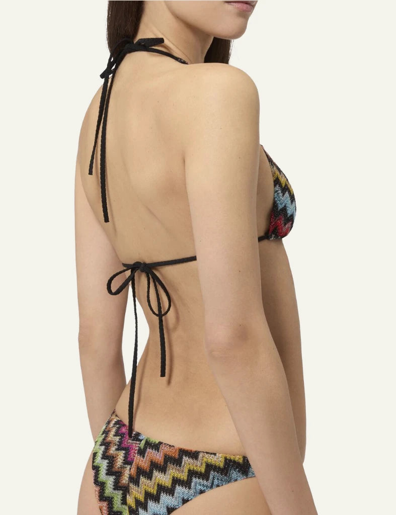 Missoni mare bikini multicolor zigzag triangle black base set side view