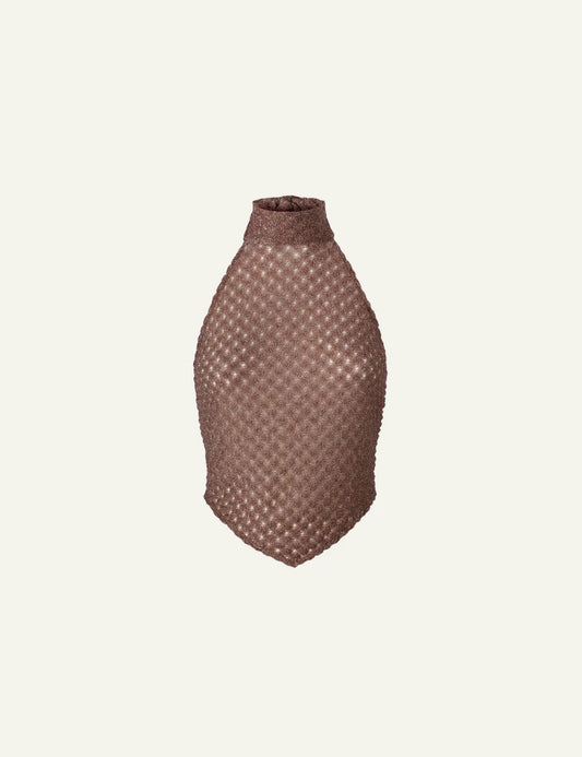 Missoni bronze metallic knit halter top flat product view
