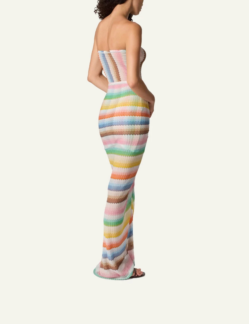 missoni bustier dress multicolor zigzag knit long knot back view