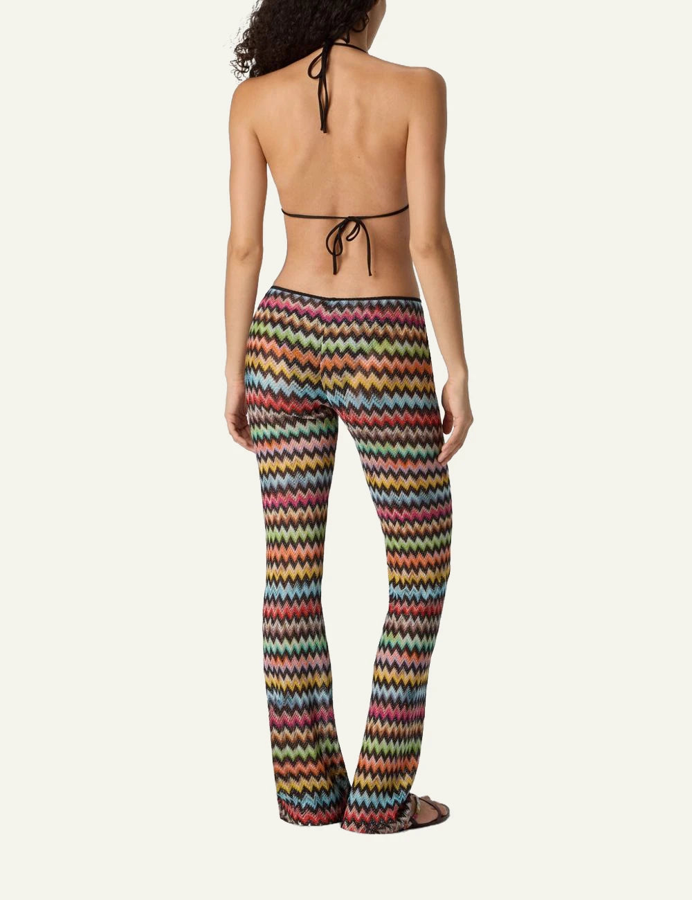 Missoni zigzag flare pants multicolor raschel knit back view