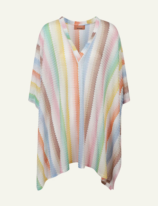 missoni kaftan multicolor zigzag stripes v neck loose fit front flat view