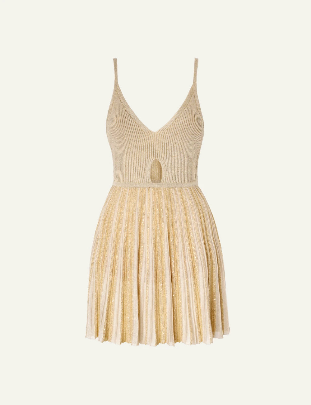 Missoni knit mini dress gold pleated skirt front flat view